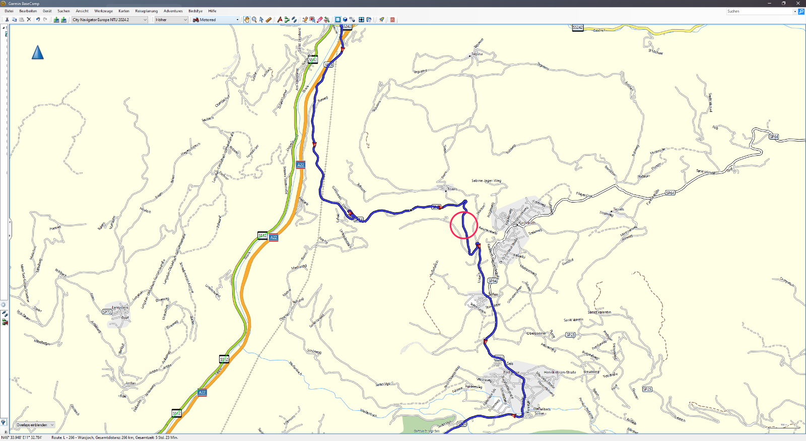 Red marker shows the (not really) closed road