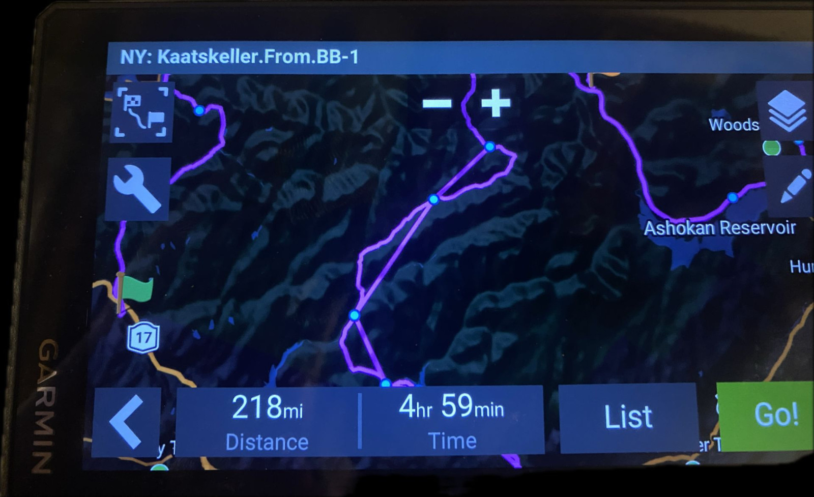 Screen Shot of XT2 route